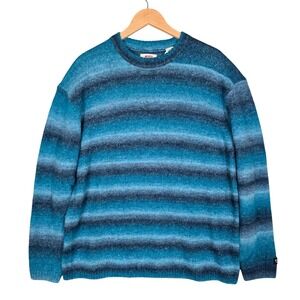 NWT Levi's Men's Ombre Striped Relaxed Fit Fuzzy Crewneck Sweater Blue S